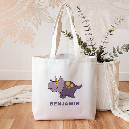 Schattigee Paarse Dinosaurus Kinder Tote Bag