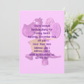 Schattigee Paarse Dinosaurus Verjaardagsfeest Kaart (Staand voorkant)