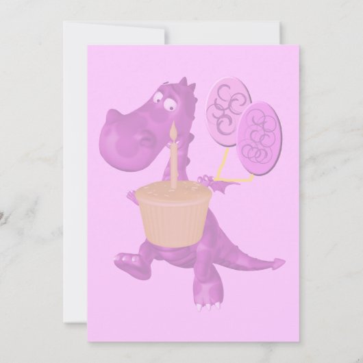 Schattigee Paarse Dinosaurus Verjaardagsfeest Kaart (Achterkant)