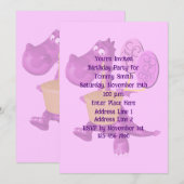 Schattigee Paarse Dinosaurus Verjaardagsfeest Kaart (Voorkant / Achterkant)