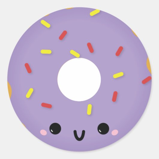 Schattigee Paarse Donut Sticker (Voorkant)