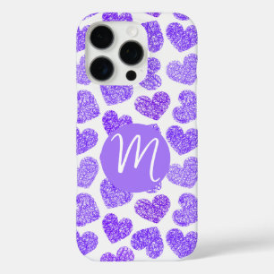 Schattigee Paarse Doodled Heart Valentijnsdag Mono iPhone 16 Pro Hoesje