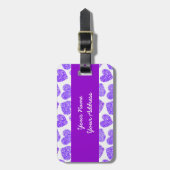 Schattigee Paarse Doodled Heart Valentijnsdag Patt Bagagelabel (Voorkant verticaal)