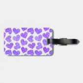 Schattigee Paarse Doodled Heart Valentijnsdag Patt Bagagelabel (Achterkant horizontaal)