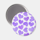 Schattigee Paarse Doodled Heart Valentijnsdag Patt Magneet (Voorkant / Achterkant)