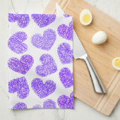 Schattigee Paarse Doodled Heart Valentijnsdag Patt Theedoek (Quarter Fold)