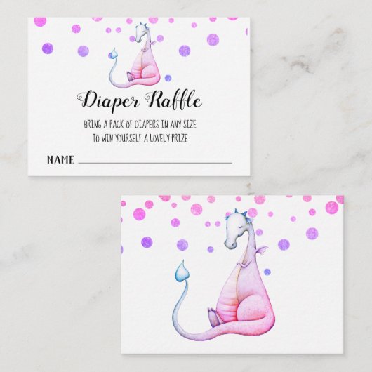 *~* Schattigee Paarse - Dragon Baby shower Luier R Informatiekaartje (Voorkant / Achterkant)