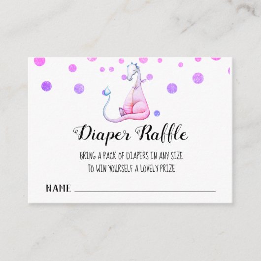 *~* Schattigee Paarse - Dragon Baby shower Luier R Informatiekaartje (Voorkant)