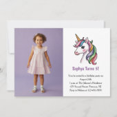 Schattigee Paarse Eenhoorn Foto Kids Verjaardagsfe Kaart (Voorkant)