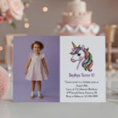 Schattigee Paarse Eenhoorn Foto Kids Verjaardagsfe Kaart