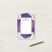 Schattigee Paarse Eenhoorn Gepersonaliseerde Mitsw Post-it® Notes (Op bureau)