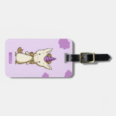 Schattigee Paarse Eenhoorn Meisje Naam Kinder Bagagelabel (Voorkant horizontaal)