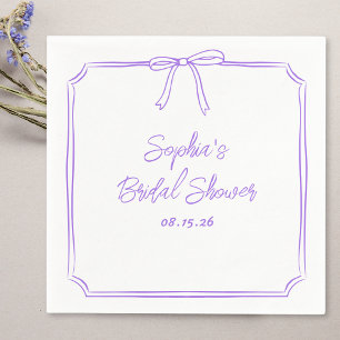 Schattigee Paarse Eenvoudige Girly Bow Vrijgezelle Servet