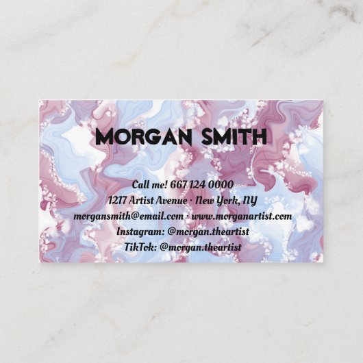 Schattigee Paarse en Blauwe Alcohol Ink Art Visite Visitekaartje (Achterkant)