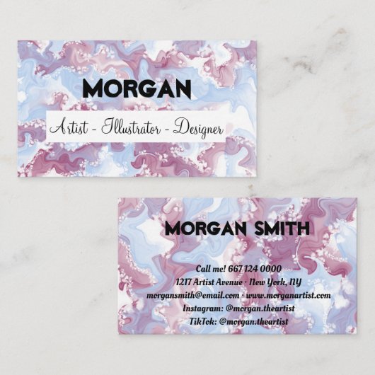 Schattigee Paarse en Blauwe Alcohol Ink Art Visite Visitekaartje (Voorkant / Achterkant)