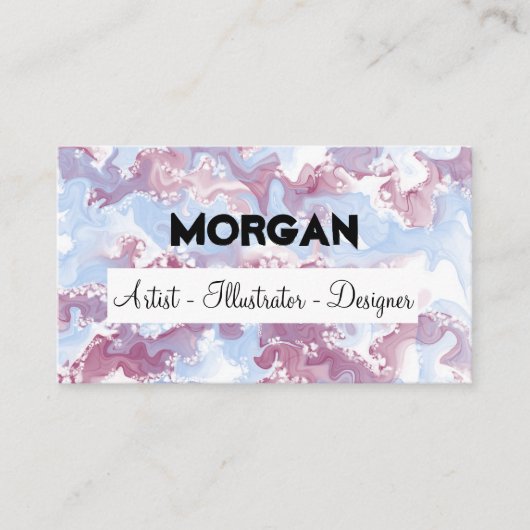 Schattigee Paarse en Blauwe Alcohol Ink Art Visite Visitekaartje (Voorkant)