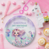 Schattigee paarse en blauwgroen zeemeermin zomer 1 papieren bordje (Feest)