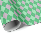 Schattigee Paarse en Groene Kleine Argyle Patroon  Cadeaupapier (Rol Hoek)