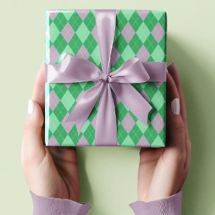 Schattigee Paarse en Groene Kleine Argyle Patroon Cadeaupapier