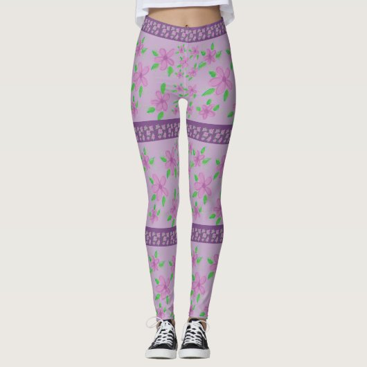 Schattigee paarse en mauve leggings (Voorkant)