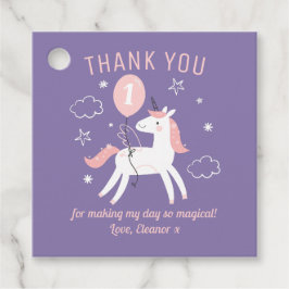 Schattigee Paarse en Roze Eenhoorn Verjaardag Beda Bedankjes Labels