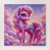 Schattigee paarse en roze glitter felle eenhoorn legpuzzel (Verticaal)