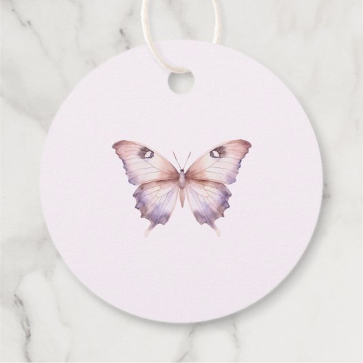 Schattigee Paarse en roze vlinder Baby shower Bedankjes Labels (Achterkant)
