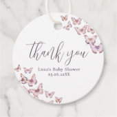 Schattigee Paarse en roze vlinder Baby shower Bedankjes Labels (Voorkant)