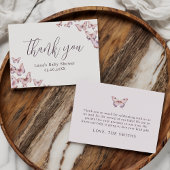 Schattigee Paarse en Roze Vlinder Baby shower Flat Bedankkaart