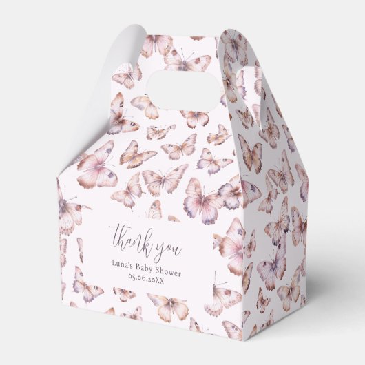 Schattigee Paarse en Roze Vlinder Baby shower Gabl Bedankdoosjes (Voorkant Zijde)