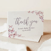 Schattigee Paarse en Roze Vlinder Baby shower Gevo Bedankkaart