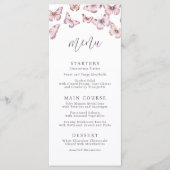 Schattigee Paarse en roze vlinder Baby shower Menu (Voorkant)