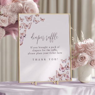 Schattigee Paarse en Roze Vlinder Luier Raffle Poster