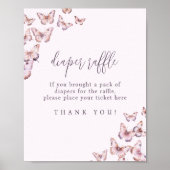 Schattigee Paarse en Roze Vlinder Luier Raffle Poster (Voorkant)