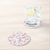 Schattigee Paarse en Roze Vlinder Patroon Baby sho Ronde Kartonnen Onderzetter (Insitu)
