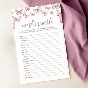 Schattigee Paarse en roze vlinder woord scramble s