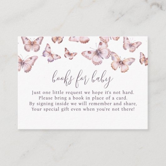 Schattigee Paarse en Roze Vlinderboeken voor Baby Informatiekaartje (Voorkant)