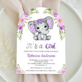 Schattigee Paarse Floral Elephant Arch Baby shower Kaart