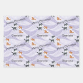 Schattigee Paarse Fox Beer Voeg naam toe Christmas Inpakpapier Vel (Voorkant 2)