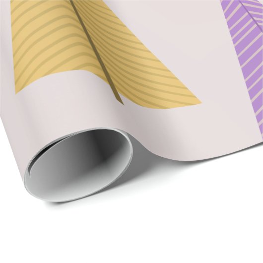 Schattigee Paarse gele Scandinavische kerstbomen Cadeaupapier (Rol Hoek)