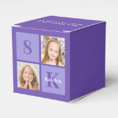 Schattigee Paarse Gepersonaliseerde Foto Verjaarda Bedankdoosjes (Voorkant Zijde)