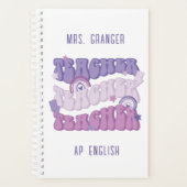 Schattigee Paarse gepersonaliseerde retro docent Planner (Voorkant)
