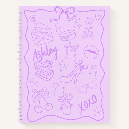 Schattigee Paarse Girly Trendy Notitieboek (Voorkant)