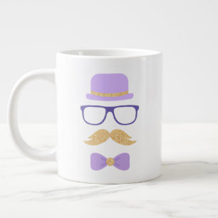 Schattigee Paarse Glitter Mustache Opa Tea Party Grote Koffiekop