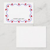 Schattigee Paarse golf grens en rood hart Notitiekaartje (Voorkant / Achterkant)