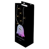 Schattigee Paarse Google Eyes Ghost: Spooky & Whim Wijn Cadeautas (Voorkant Gekanteld)
