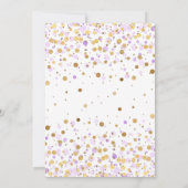 Schattigee Paarse Gouden Glitter Confetti 1e Verja Kaart (Achterkant)