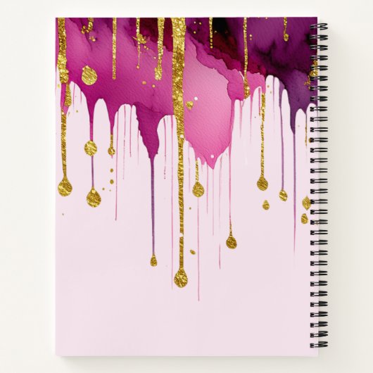 Schattigee Paarse Gouden Glitter Girly Monogram Na Notitieboek (Achterkant)