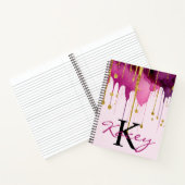Schattigee Paarse Gouden Glitter Girly Monogram Na Notitieboek (Binnen)