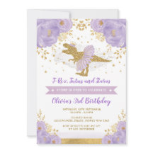 Schattigee Paarse gouden prinses dinosaurus meisje